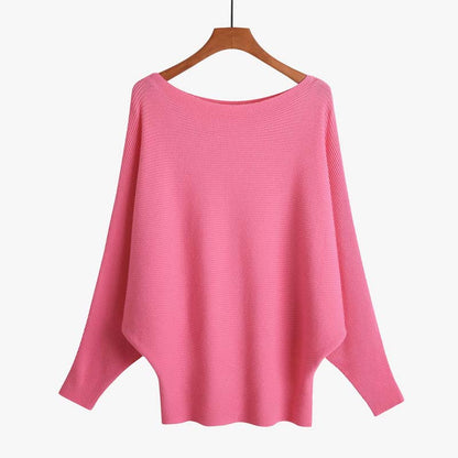 🔥Women's Boat Neck Dolman Sleeve Ribbed Knitted Sweaters🎁