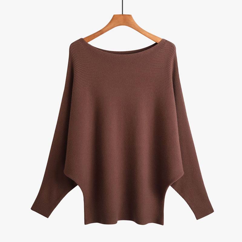 🔥Women's Boat Neck Dolman Sleeve Ribbed Knitted Sweaters🎁