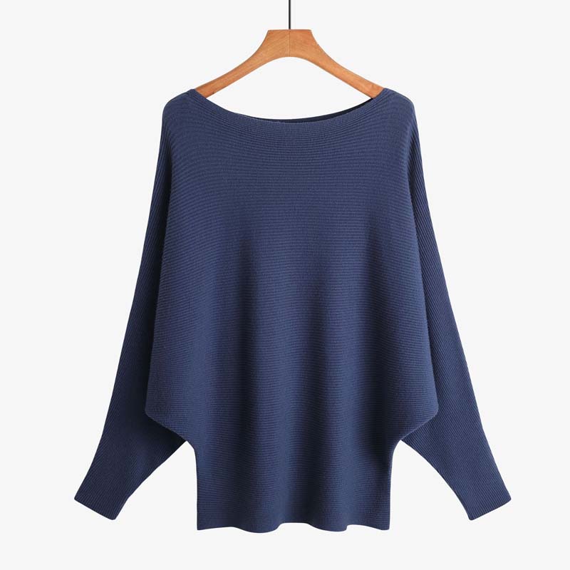 🔥Women's Boat Neck Dolman Sleeve Ribbed Knitted Sweaters🎁