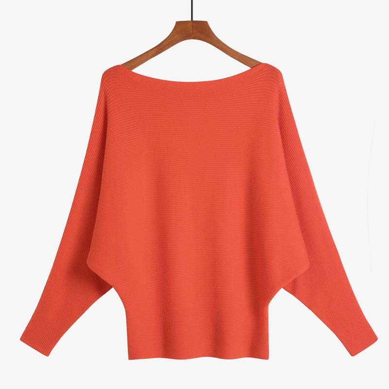 🔥Women's Boat Neck Dolman Sleeve Ribbed Knitted Sweaters🎁