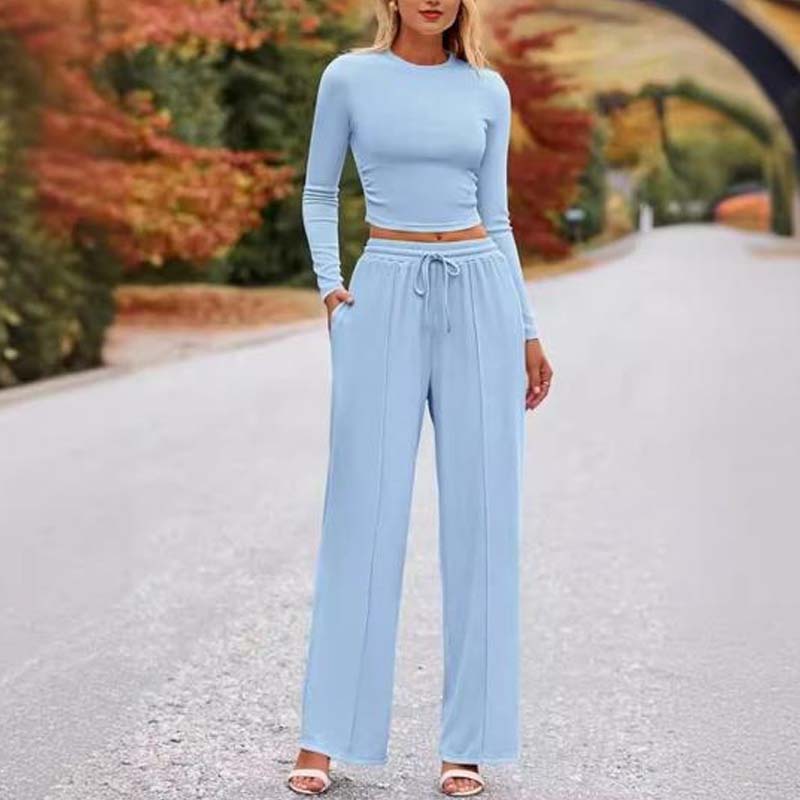 🎁 Hot Sale 49% OFF 🔥Crop Top Straight Leg Pants 2-Piece Lounge Set