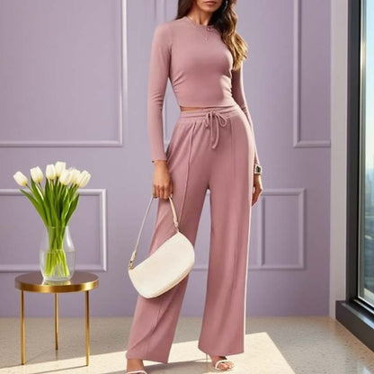 🎁 Hot Sale 49% OFF 🔥Crop Top Straight Leg Pants 2-Piece Lounge Set