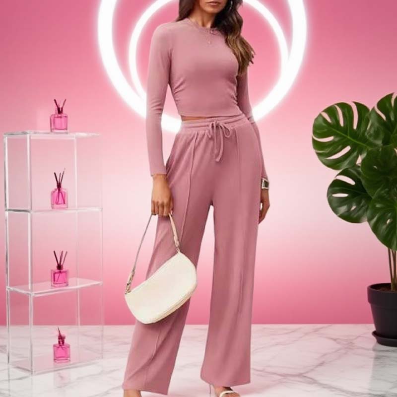🎁 Hot Sale 49% OFF 🔥Crop Top Straight Leg Pants 2-Piece Lounge Set