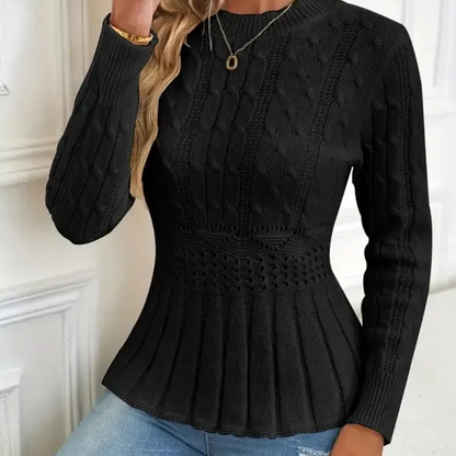 🎅🔥Buy 2 get free shipping⏳Women's Chunky-Knitted Crew Neck Peplum Sweater