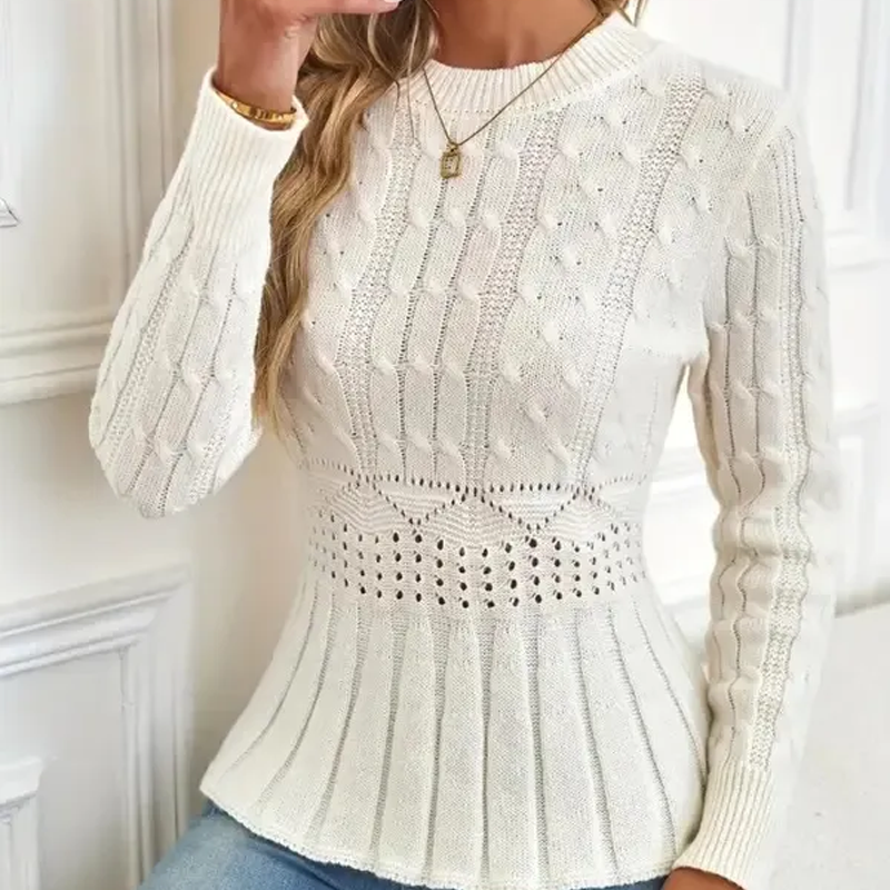 🎅🔥Buy 2 get free shipping⏳Women's Chunky-Knitted Crew Neck Peplum Sweater