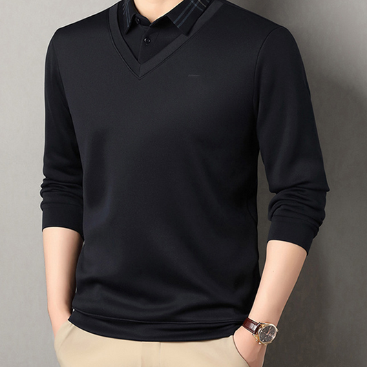 Men's Plush-Lined Faux 2-Piece Winter Shirt