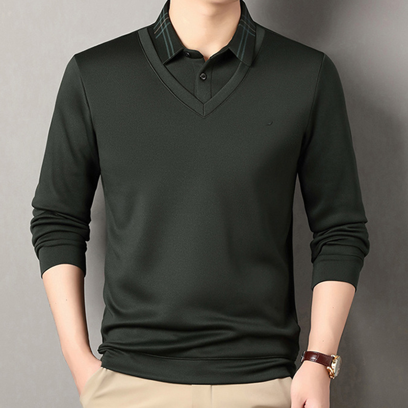 Men's Plush-Lined Faux 2-Piece Winter Shirt