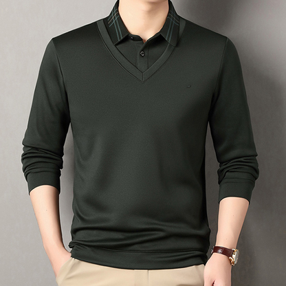 Men's Plush-Lined Faux 2-Piece Winter Shirt