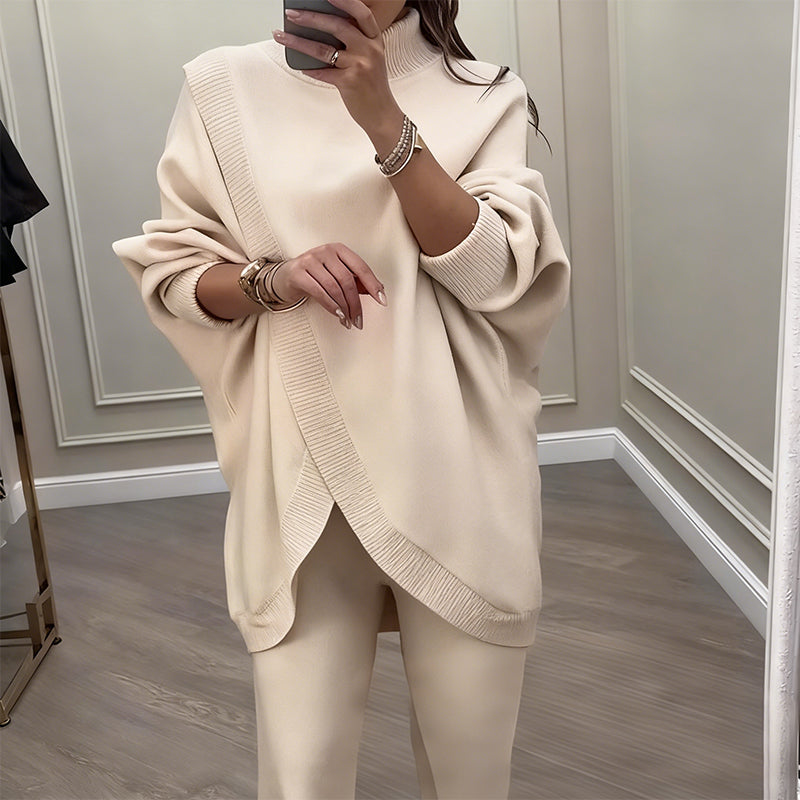 🔥 58% OFF! NEW! Women's 2-piece set – Asymmetrical sweater + wide-leg pants, relaxed fit and soft fabric, ultra comfortable 👚✨