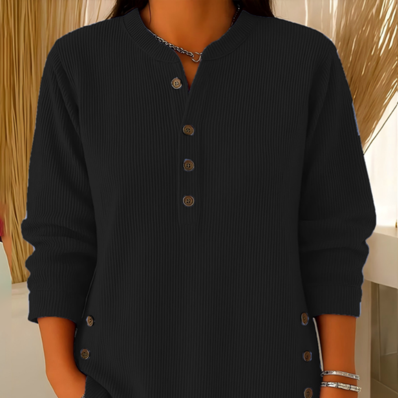 Women's Button-Up Corduroy Henley Tops