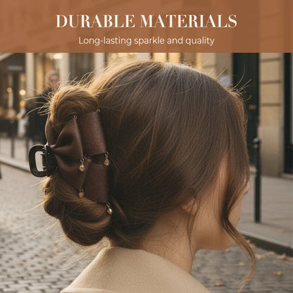 Elegant Bow Hair Claw With Sparkling Tassels
