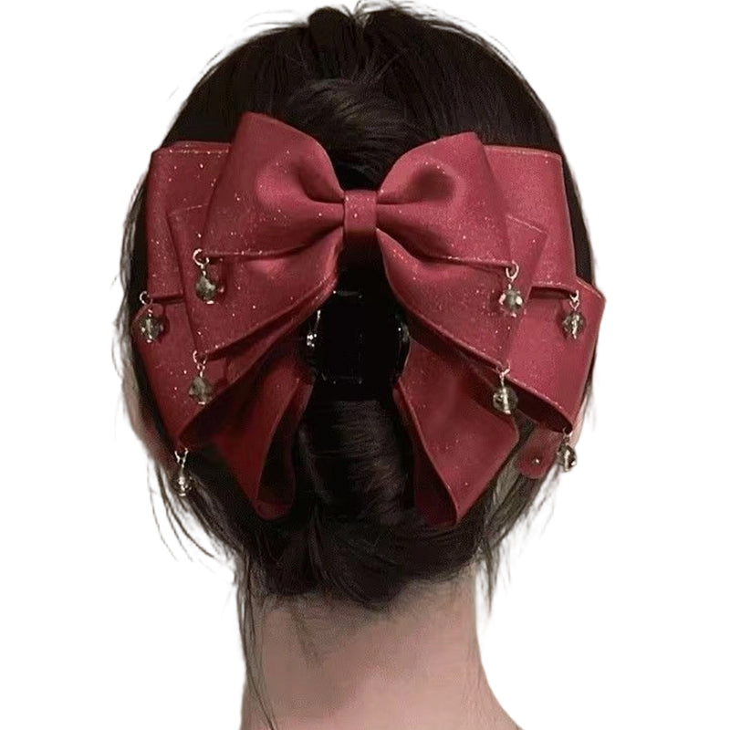 Elegant Bow Hair Claw With Sparkling Tassels