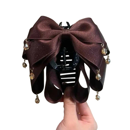 Elegant Bow Hair Claw With Sparkling Tassels