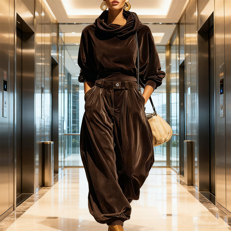 Retro Hoodie and Loose-Fitting Pants Set