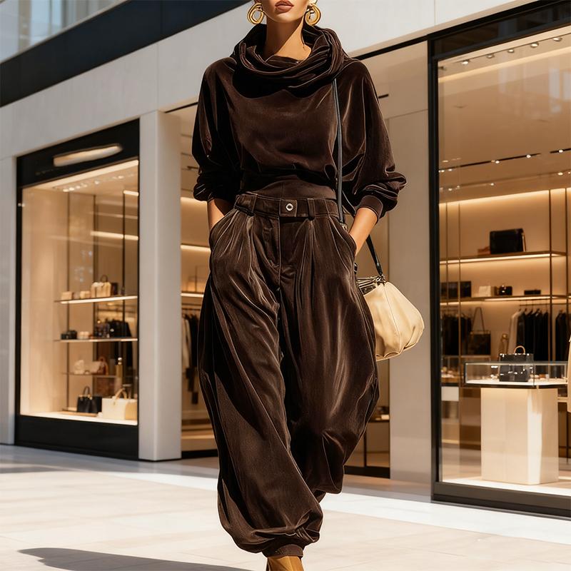 Retro Hoodie and Loose-Fitting Pants Set