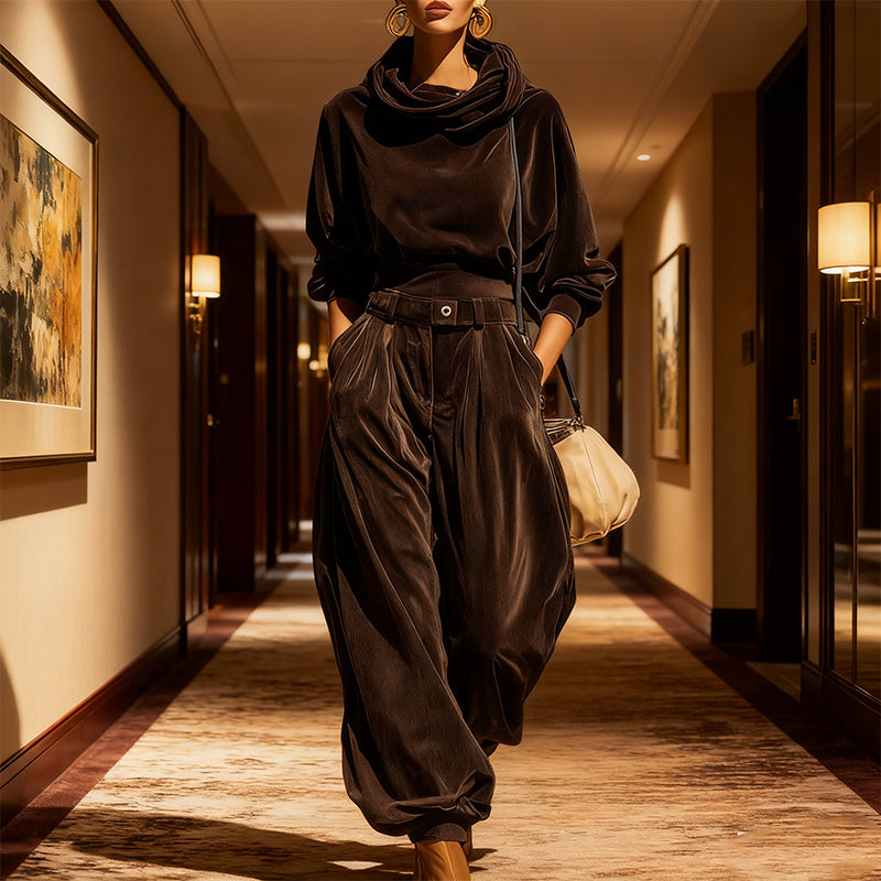 Retro Hoodie and Loose-Fitting Pants Set