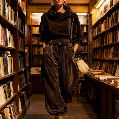 Retro Hoodie and Loose-Fitting Pants Set