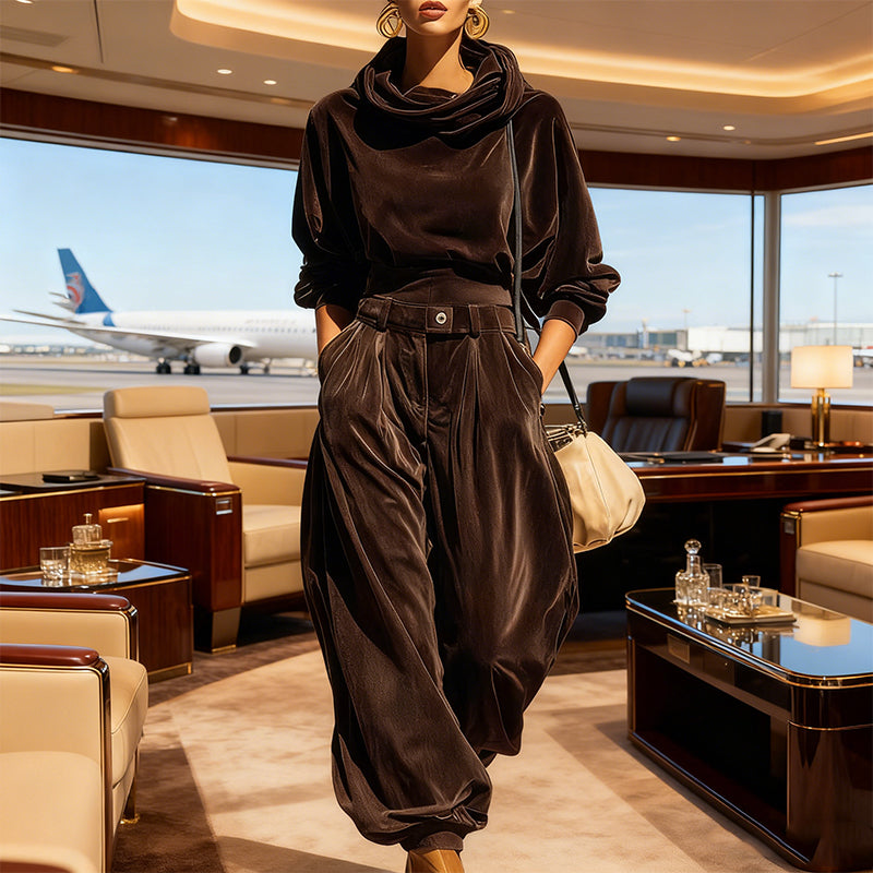 Retro Hoodie and Loose-Fitting Pants Set