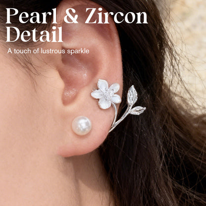 Elegant Flower & Pearl Stud Earrings