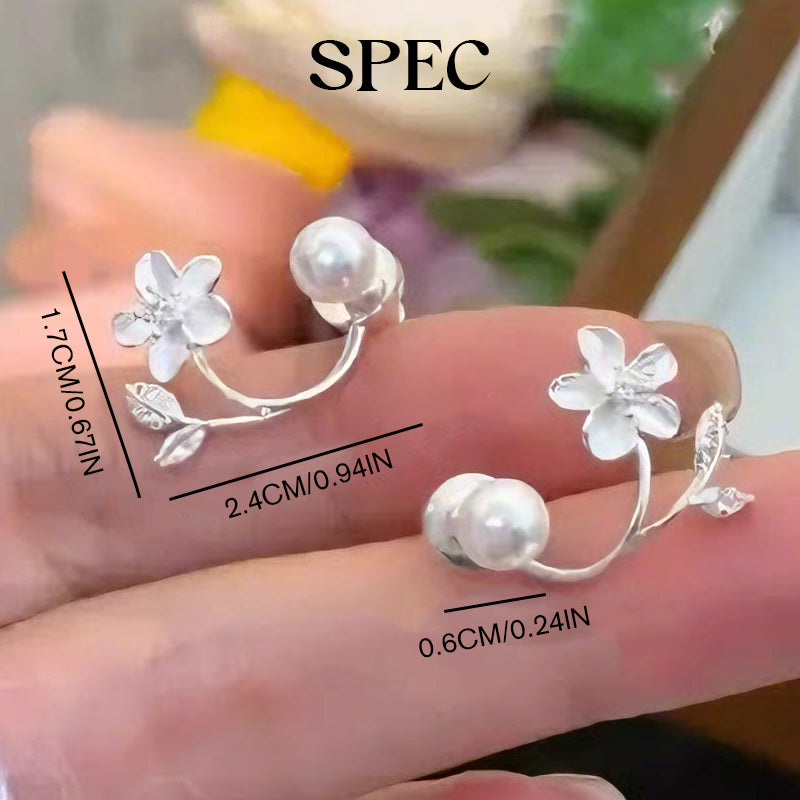 Elegant Flower & Pearl Stud Earrings