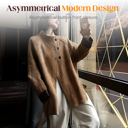 Women's Retro Flared Asymmetrical Button Trench Coat