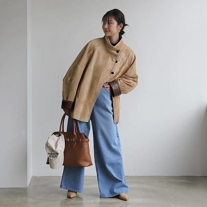 Women's Retro Flared Asymmetrical Button Trench Coat