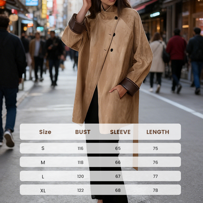 Women's Retro Flared Asymmetrical Button Trench Coat