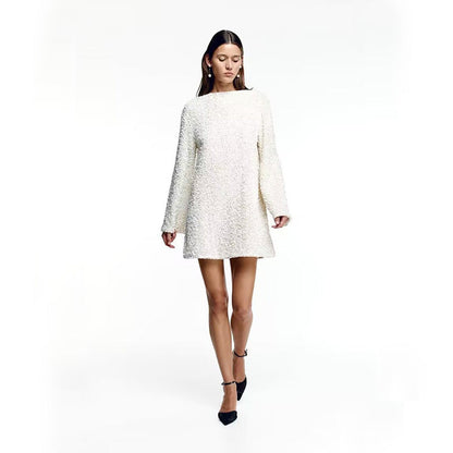 Gift Choice - Long Sleeve Loose Sequined Tie-back Dress
