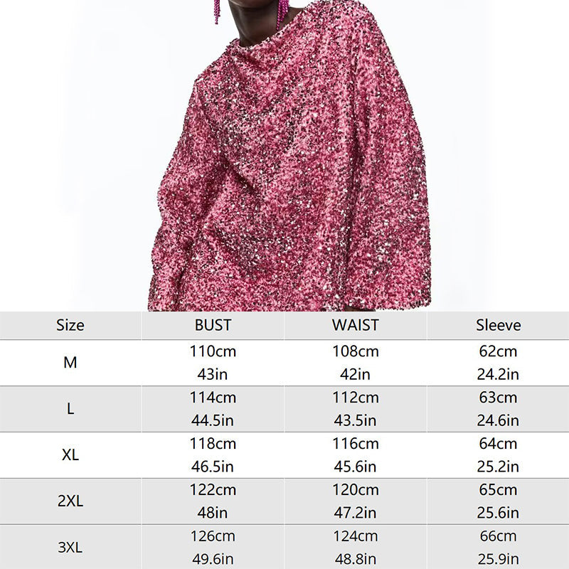 Gift Choice - Long Sleeve Loose Sequined Tie-back Dress