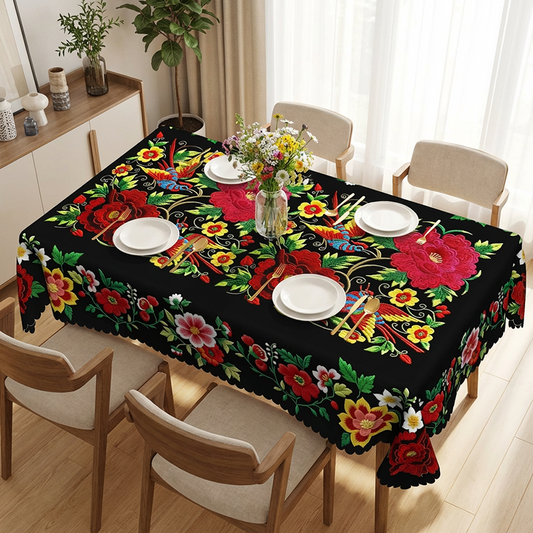 🔥Vente chaude🔥Nappe florale mexicaine avec bord festonné (60% de réduction)