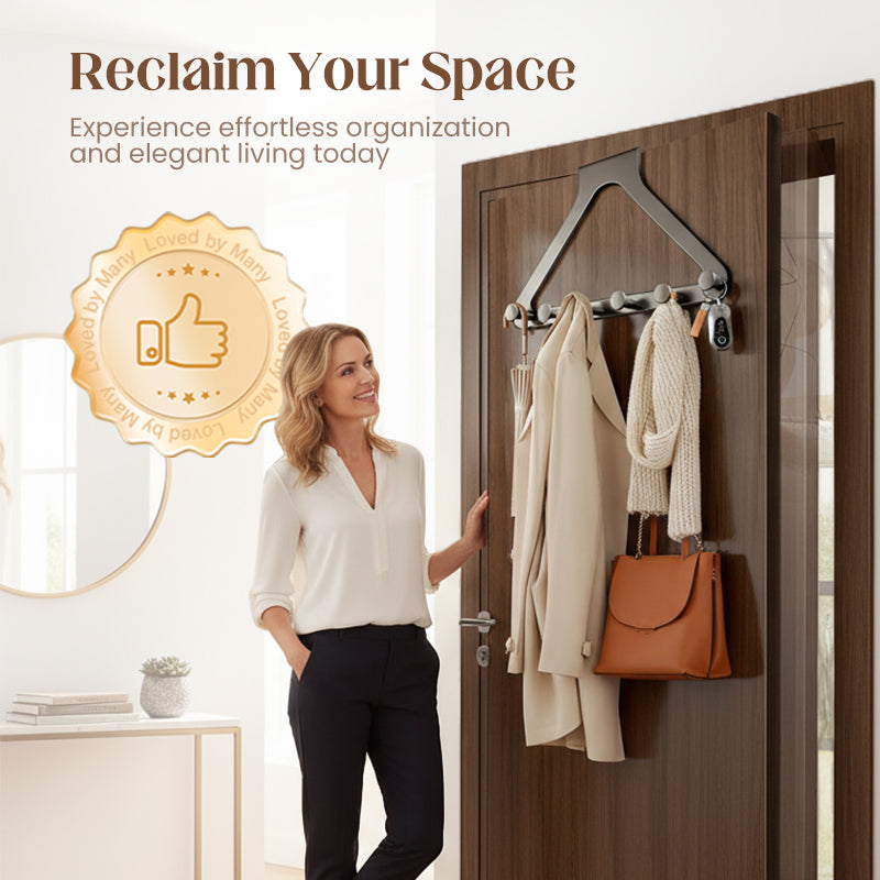Porte-manteau à 6 crochets sans perçage à fixer sur une porte
