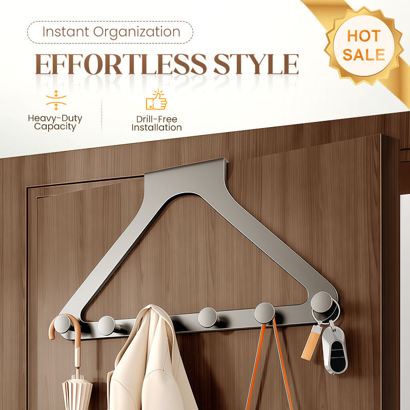 Porte-manteau à 6 crochets sans perçage à fixer sur une porte