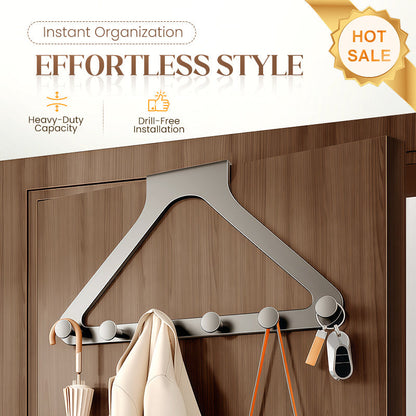 Porte-manteau à 6 crochets sans perçage à fixer sur une porte